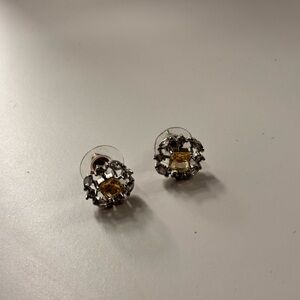 Elegant Silver and Yellow Stud Earrings